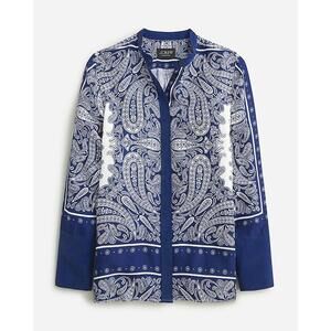 J. Crew Blue and White Paisley Blouse